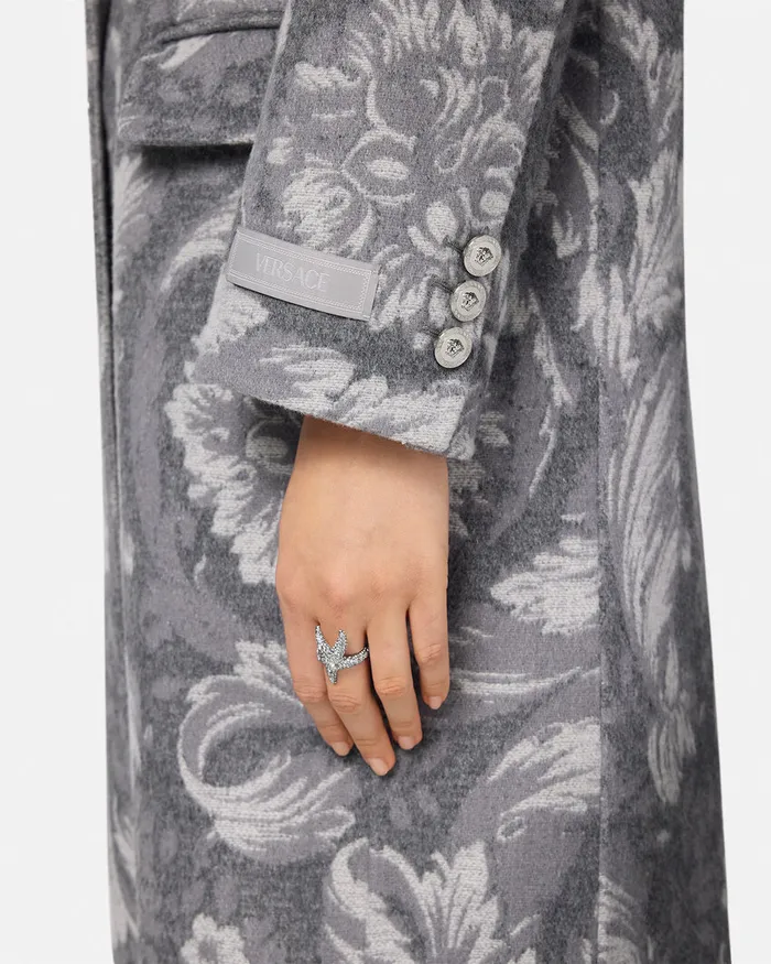Versace Outerwear and Coats Women Barocco CashmereBlend Overcoat Gray