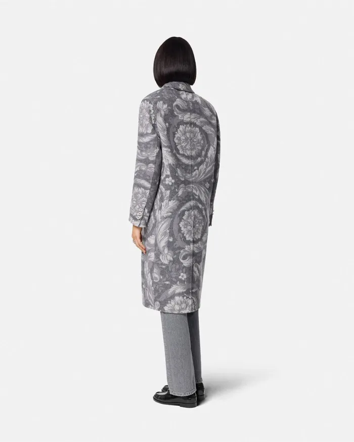Versace Outerwear and Coats Women Barocco CashmereBlend Overcoat Gray