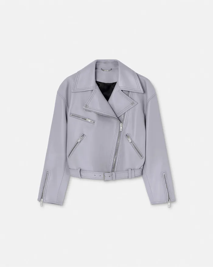 Versace Outerwear and Coats Women Leather Biker Jacket Gray