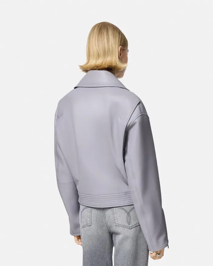 Versace Outerwear and Coats Women Leather Biker Jacket Gray