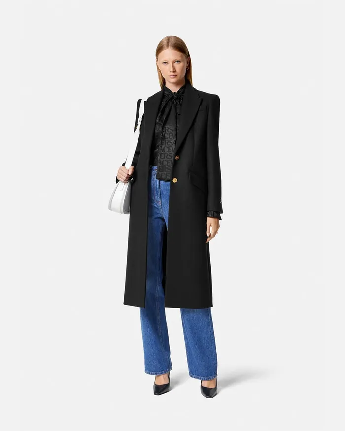Versace Outerwear and Coats Women Straight SingleBreasted Coat Black