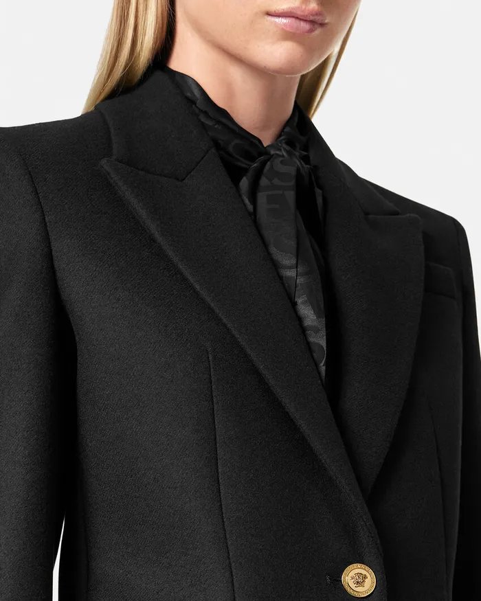 Versace Outerwear and Coats Women Straight SingleBreasted Coat Black