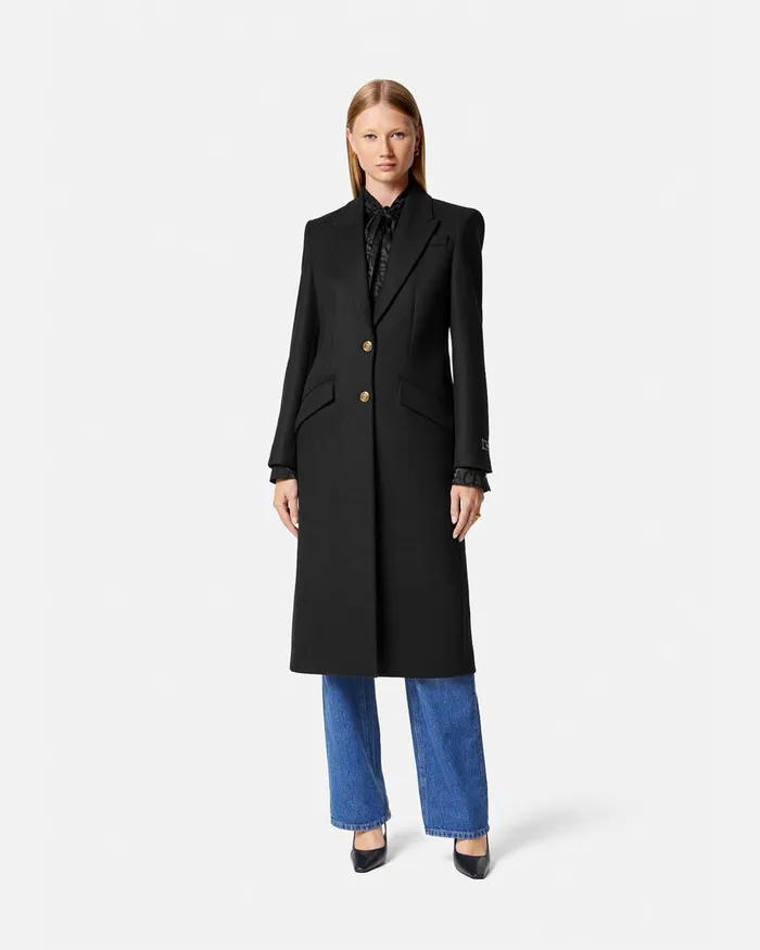 Versace Outerwear and Coats Women Straight SingleBreasted Coat Black