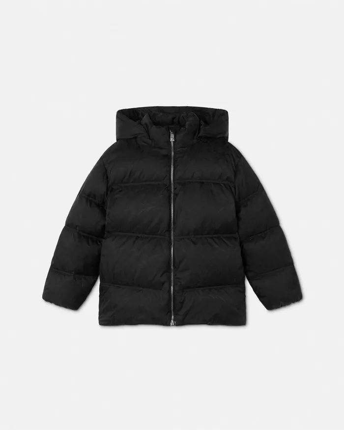 Versace Outerwear Kids Barocco Jacquard Puffer Jacket Black