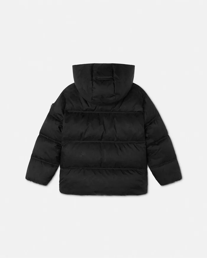 Versace Outerwear Kids Barocco Jacquard Puffer Jacket Black