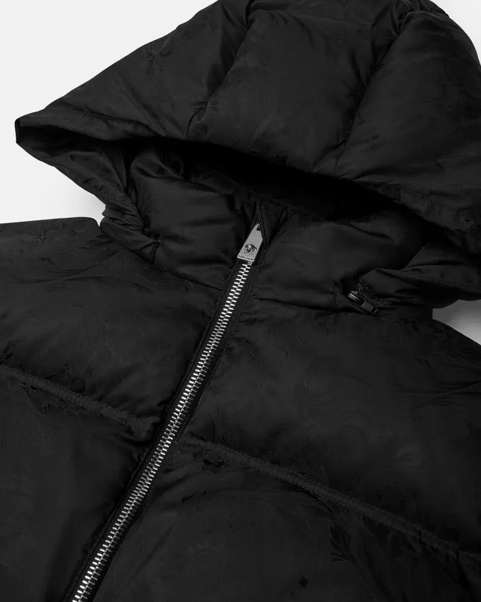 Versace Outerwear Kids Barocco Jacquard Puffer Jacket Black