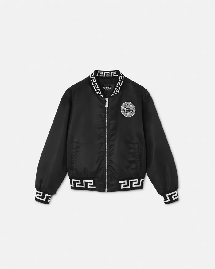 Versace Outerwear Kids Greca Bomber Jacket Black
