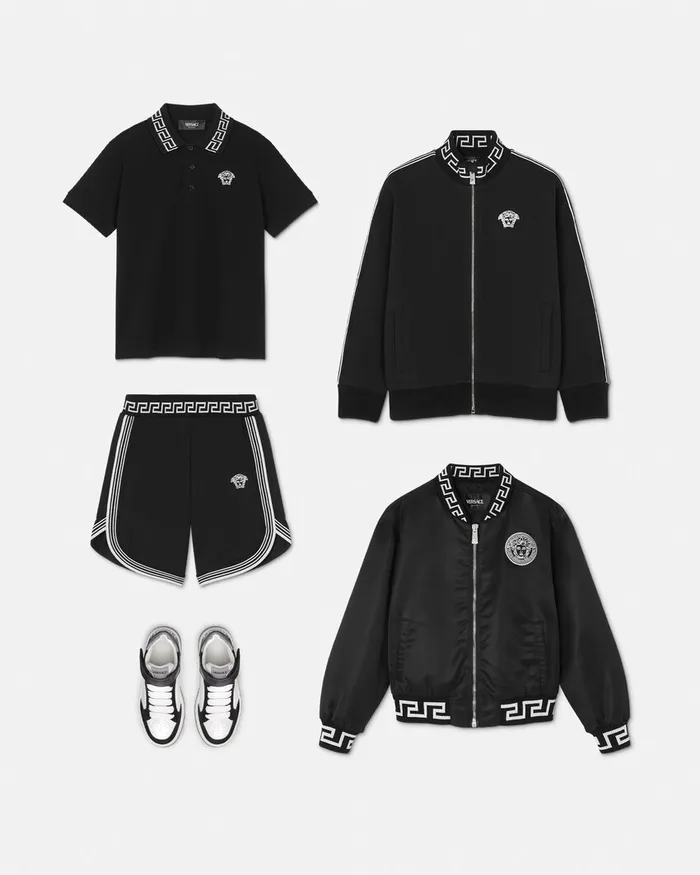 Versace Outerwear Kids Greca Bomber Jacket Black