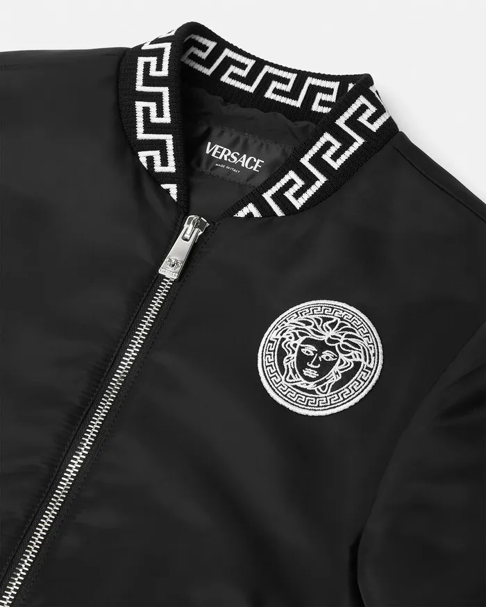Versace Outerwear Kids Greca Bomber Jacket Black