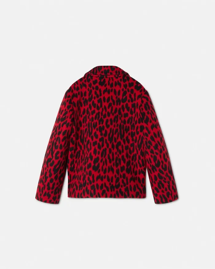 Versace Outerwear Kids Leopard Jacquard Peacoat Animalier