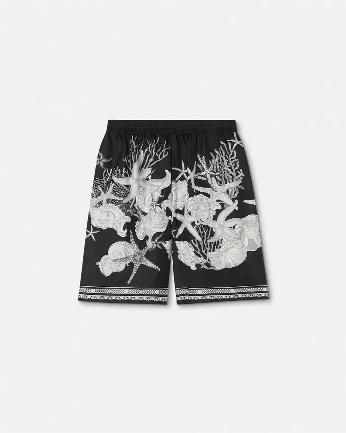 Versace Pants and Shorts Men Barocco Sea Silk Shorts Blackprint