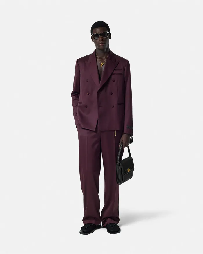 Versace Pants and Shorts Men Formal Wool Pants Brown