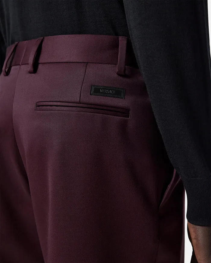 Versace Pants and Shorts Men Formal Wool Pants Brown