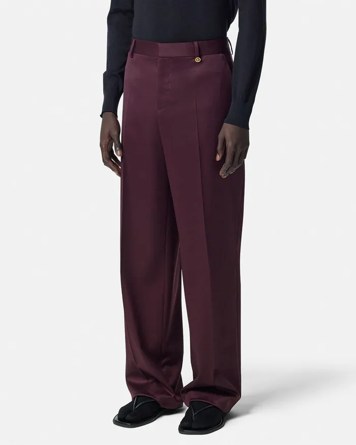Versace Pants and Shorts Men Formal Wool Pants Brown