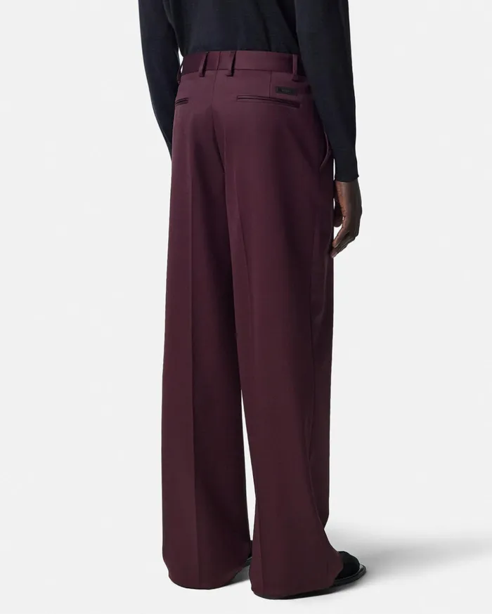 Versace Pants and Shorts Men Formal Wool Pants Brown