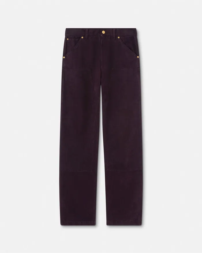 Versace Pants and Shorts Men Overdyed Canvas Carpenter Pants Brown