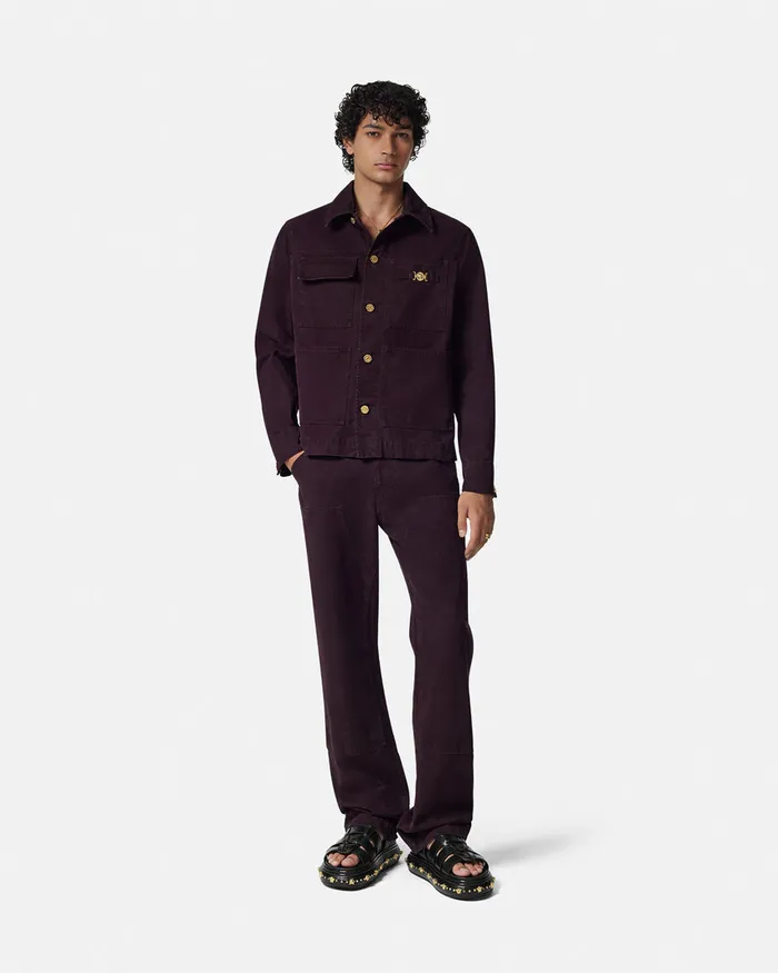 Versace Pants and Shorts Men Overdyed Canvas Carpenter Pants Brown