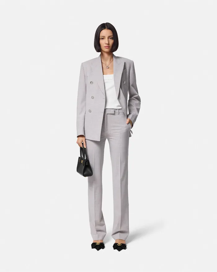 Versace Pants and Shorts Women Mlange StraightLeg Pants Gray