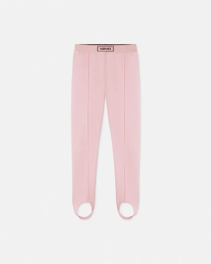 Versace Pants and Skirts Kids 90s Vintage Logo Stirrup Leggings Light Pink