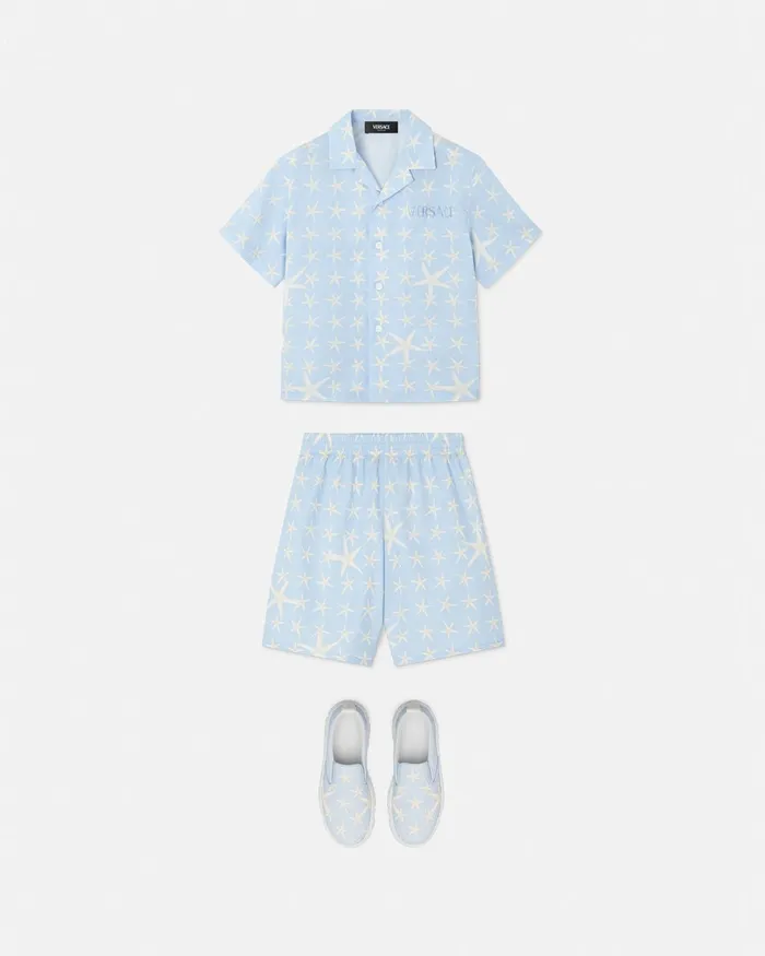 Versace Pants Kids Stella Marina Bermuda Shorts Light Blue