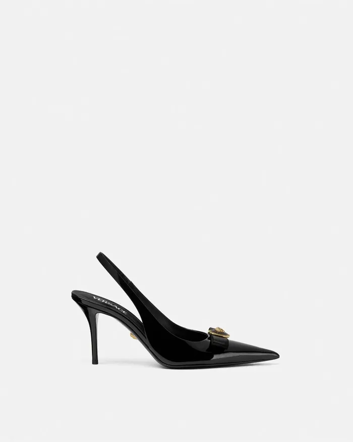 Versace Pumps and Slingbacks Women Gianni Ribbon Slingback Pumps 85 Mm Blackgold