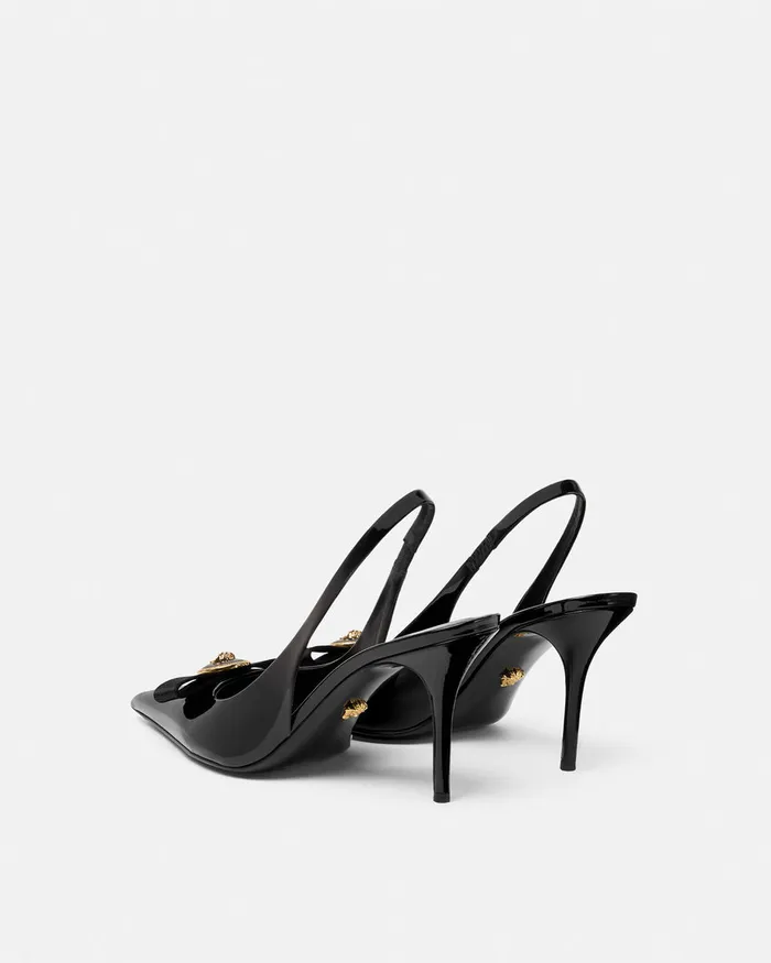 Versace Pumps and Slingbacks Women Gianni Ribbon Slingback Pumps 85 Mm Blackgold