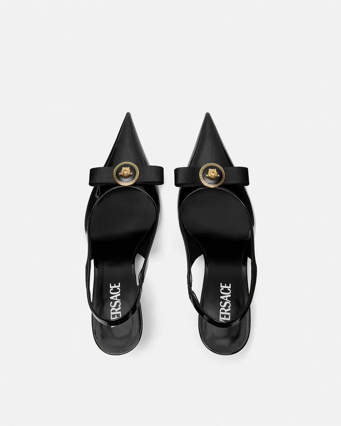 Versace Pumps and Slingbacks Women Gianni Ribbon Slingback Pumps 85 Mm Blackgold