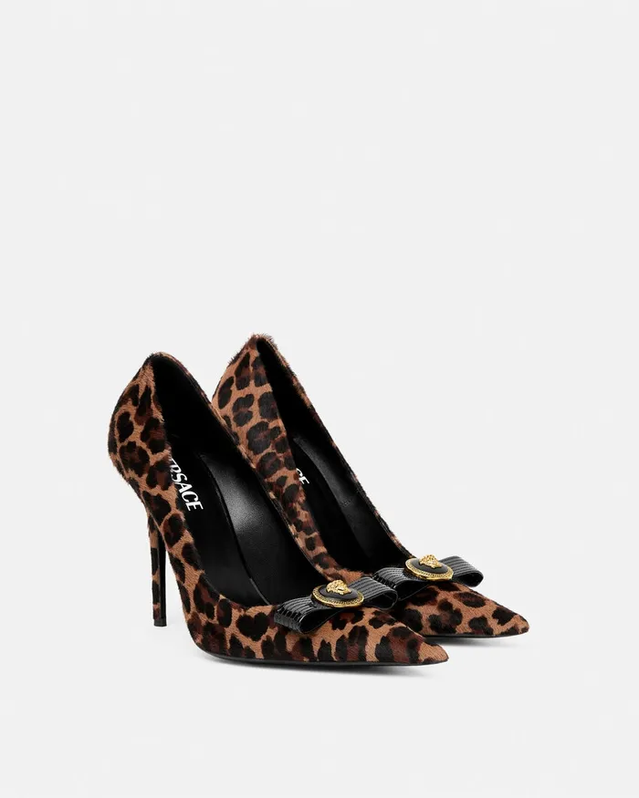 Versace Pumps and Slingbacks Women Leopard Gianni Ribbon Pumps 110 Mm Animalier