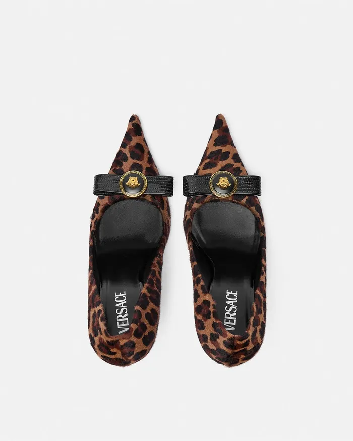 Versace Pumps and Slingbacks Women Leopard Gianni Ribbon Pumps 110 Mm Animalier