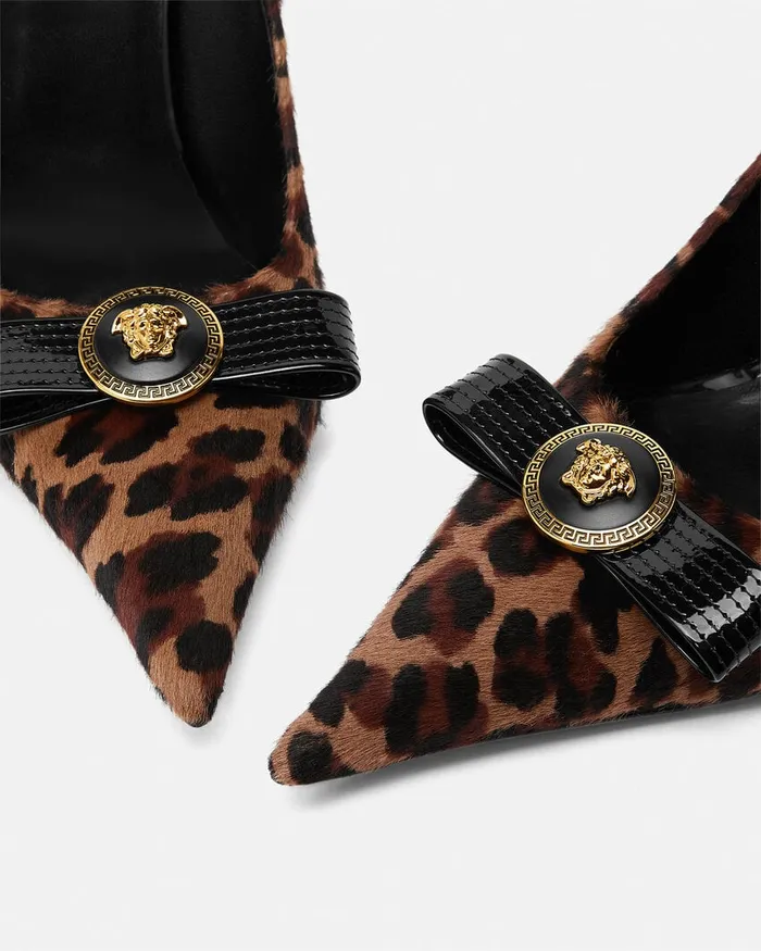 Versace Pumps and Slingbacks Women Leopard Gianni Ribbon Pumps 110 Mm Animalier