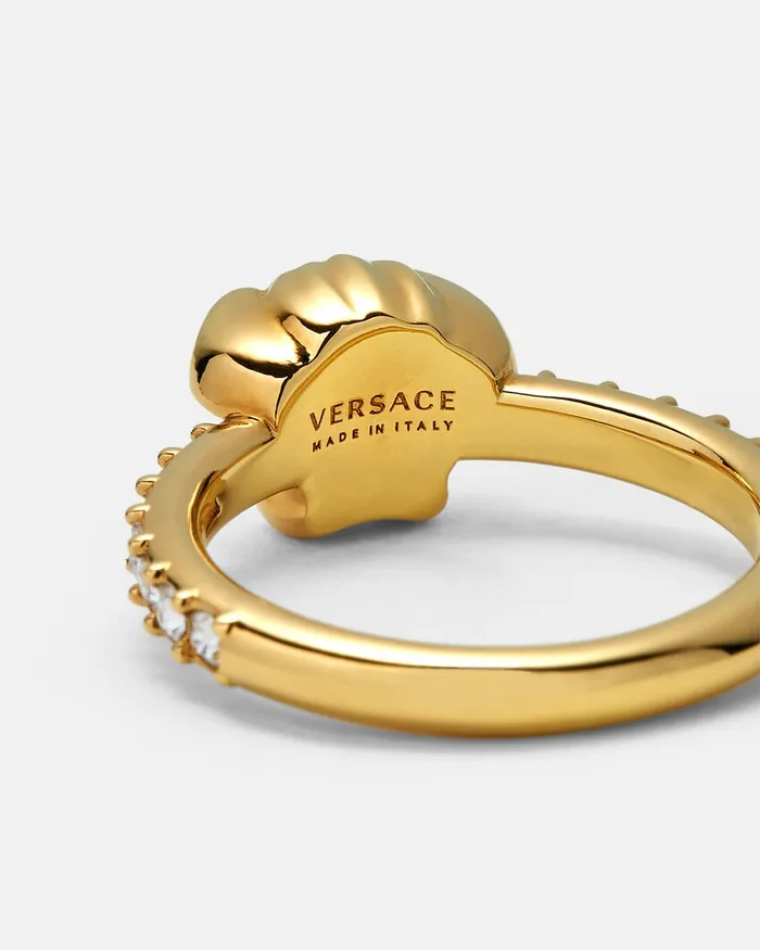 Versace Rings Women Crystal La Medusa Ring Gold