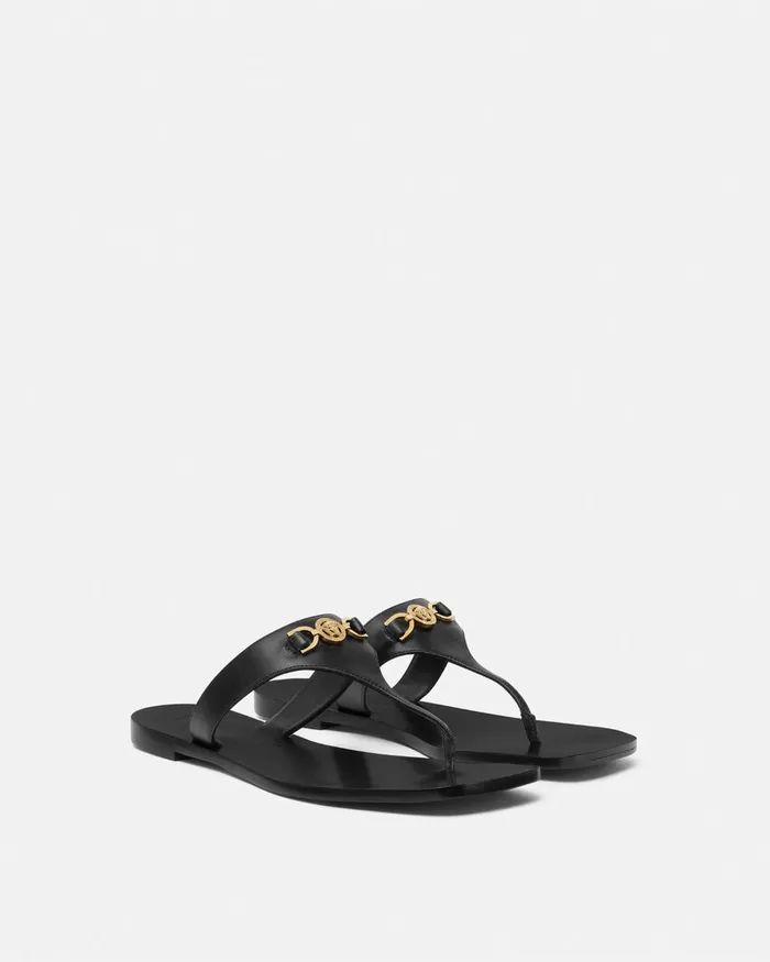 Versace Sandals Women Medusa 03995 Flat Sandals Blackgold