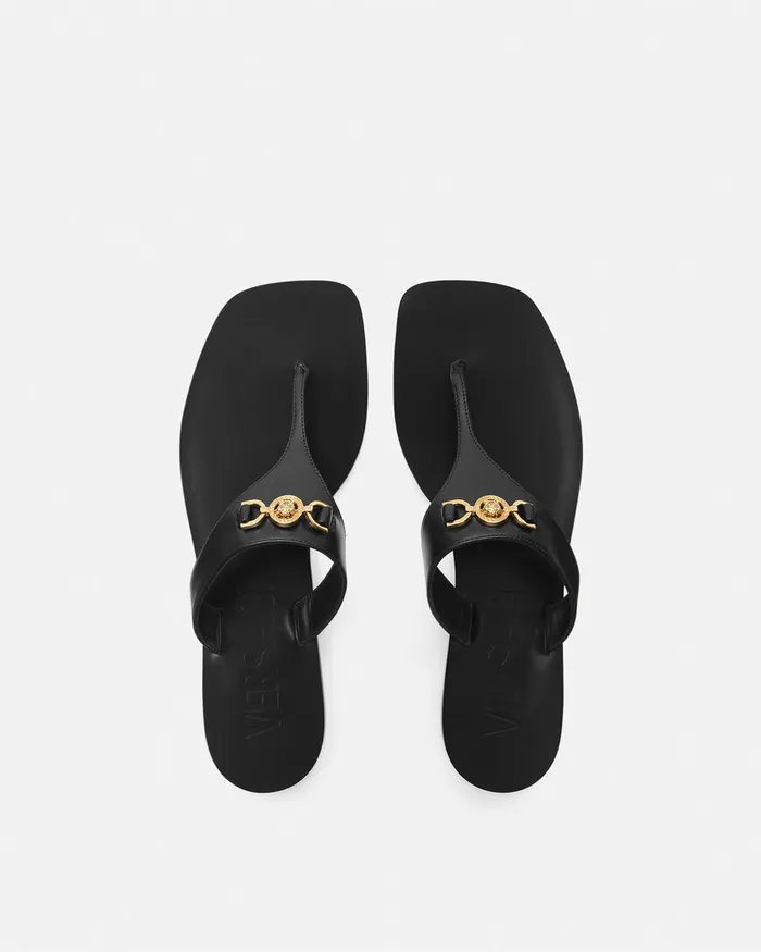 Versace Sandals Women Medusa 03995 Flat Sandals Blackgold