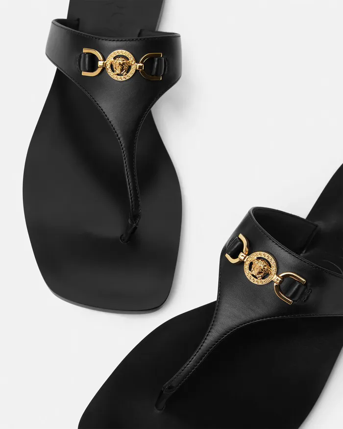 Versace Sandals Women Medusa 03995 Flat Sandals Blackgold