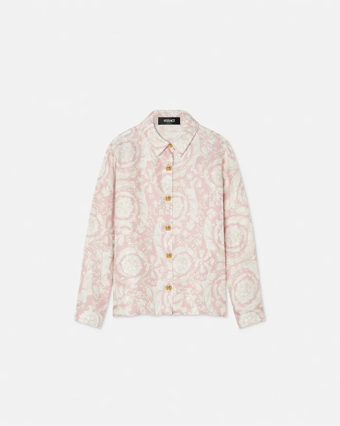 Versace Shirts and Tshirts Kids Barocco Silk Shirt Pinkprint