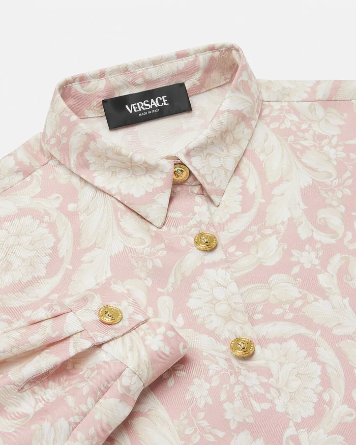 Versace Shirts and Tshirts Kids Barocco Silk Shirt Pinkprint