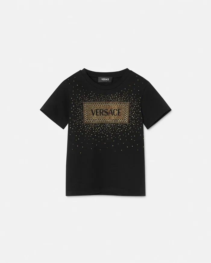 Versace Shirts and Tshirts Kids Crystal 03990s Vintage Logo TShirt Black