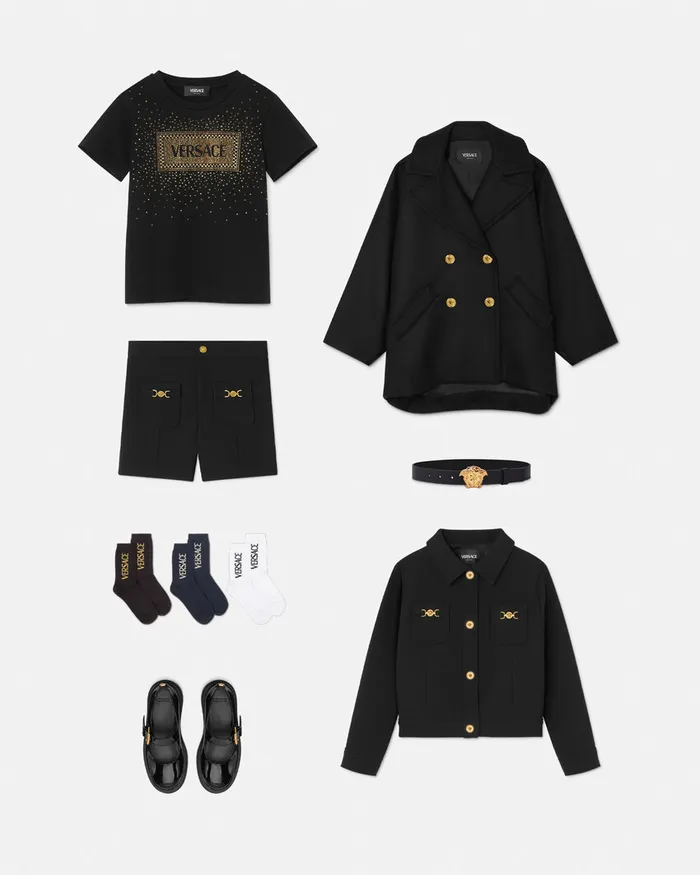 Versace Shirts and Tshirts Kids Crystal 03990s Vintage Logo TShirt Black