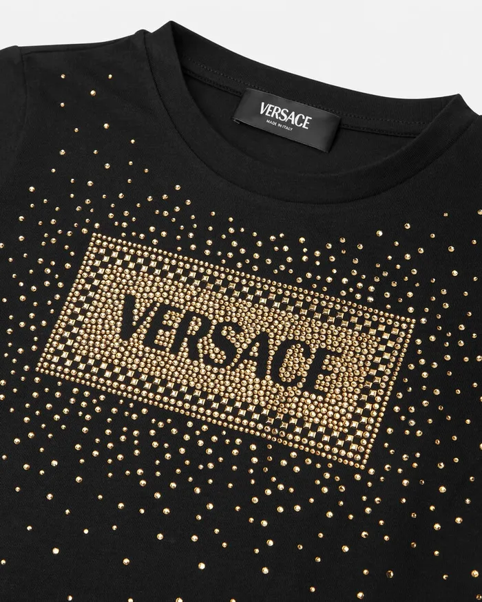 Versace Shirts and Tshirts Kids Crystal 03990s Vintage Logo TShirt Black