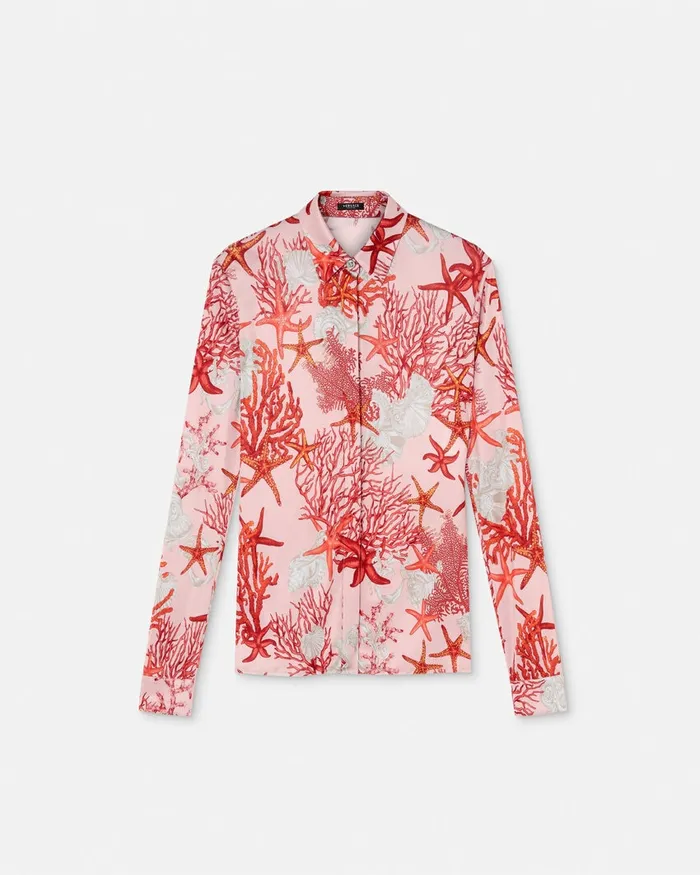 Versace Shirts and Tops Women Barocco Sea Fitted Shirt Pinkprint