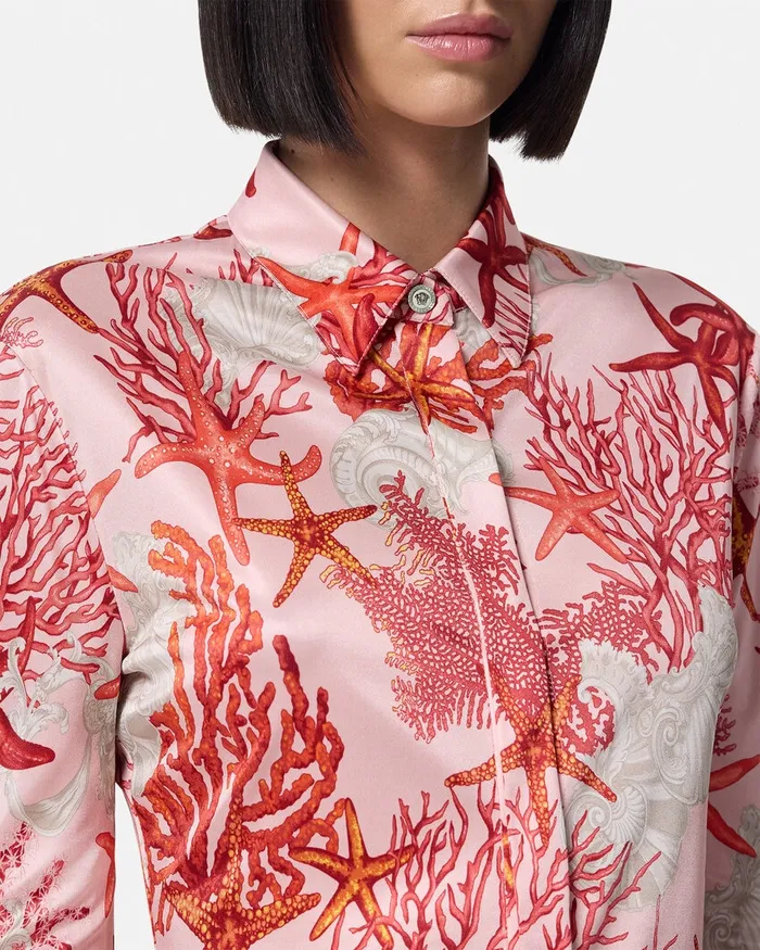 Versace Shirts and Tops Women Barocco Sea Fitted Shirt Pinkprint
