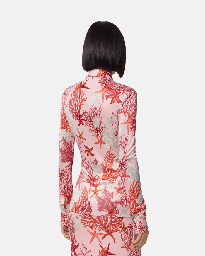 Versace Shirts and Tops Women Barocco Sea Fitted Shirt Pinkprint