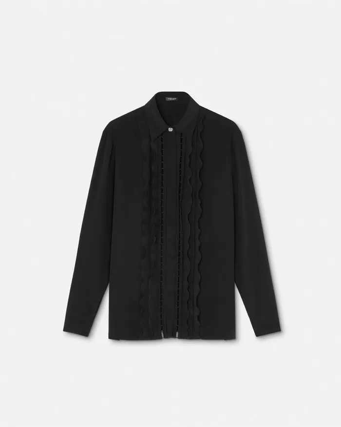 Versace Shirts and Tops Women Ruffled Silk Crpe Shirt Black