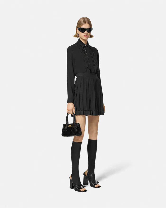 Versace Shirts and Tops Women Ruffled Silk Crpe Shirt Black