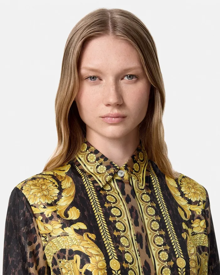 Versace Shirts and Tops Women Wild Barocco Silk Shirt Animalier
