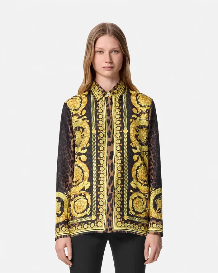 Versace Shirts and Tops Women Wild Barocco Silk Shirt Animalier