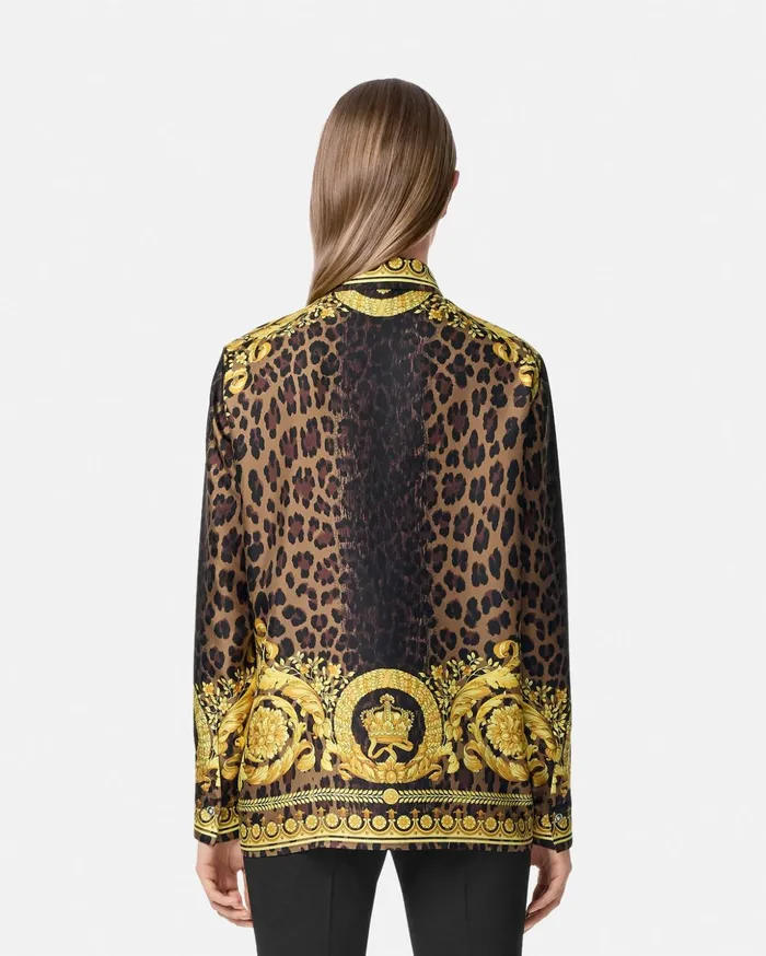 Versace Shirts and Tops Women Wild Barocco Silk Shirt Animalier