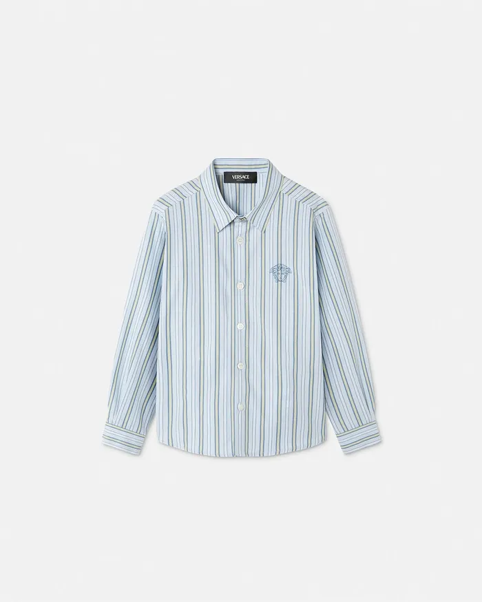 Versace Shirts Kids Striped Medusa Shirt Light Blue