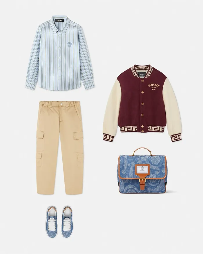 Versace Shirts Kids Striped Medusa Shirt Light Blue