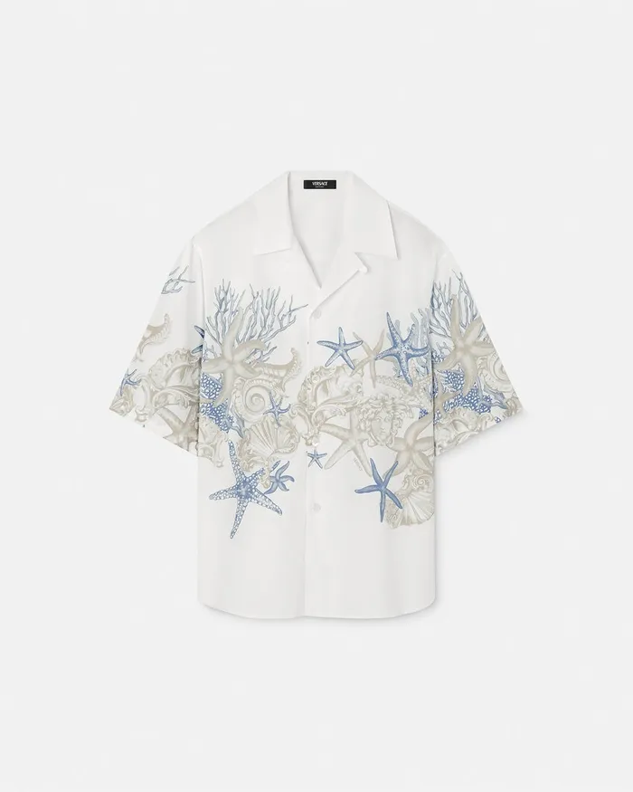 Versace Shirts Men Barocco Sea Cotton Shirt Whiteprint
